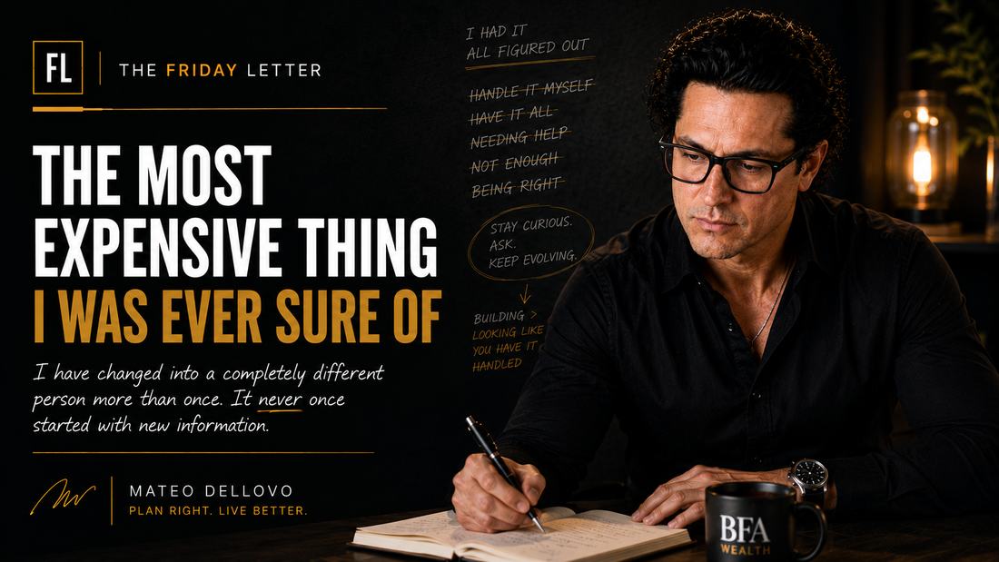 The Friday Letter: The most expensive thing I was ever sure of. Mateo Dellovo, Friday, June 19th, 2026.